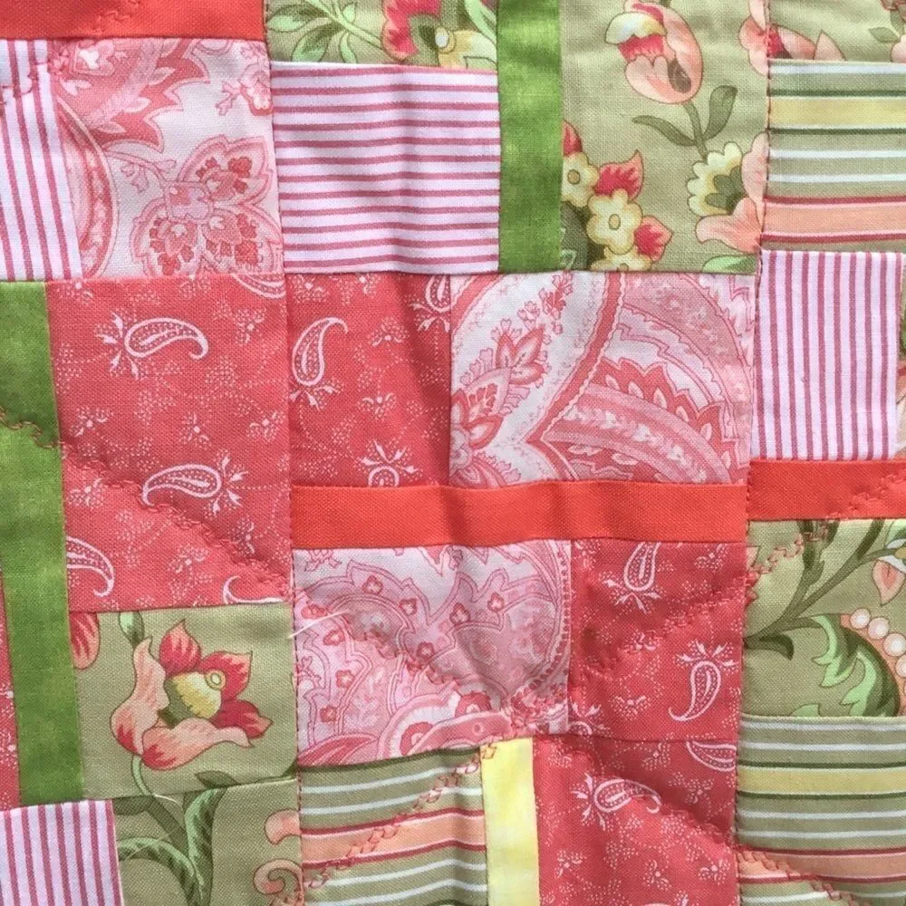 NWT Hand Crafted Orange, Yellow & Greens Quilt